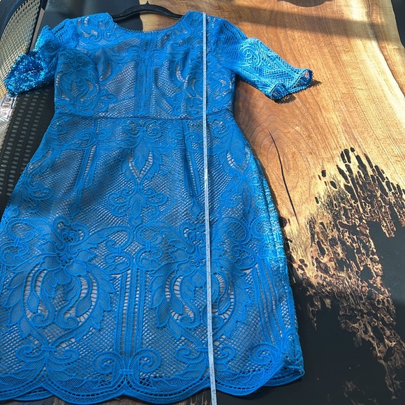 REISS Blue Zola Lace Fitted Dress, size 10 - Picture 10 of 16